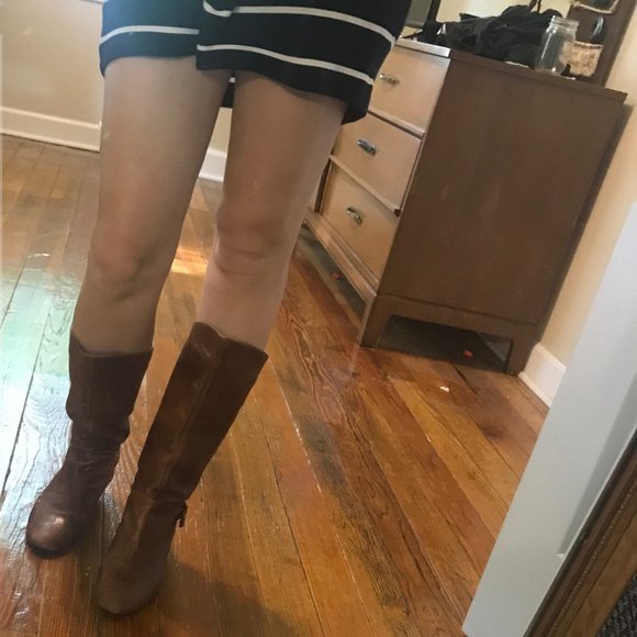 Cathy Jean Brown Genuine Leather Boots Boho Buckle - Picture 2 of 4